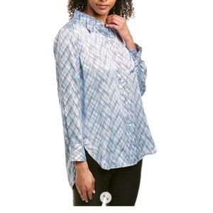 equipment Bradner Printed Crosshatch Print Silk Blouse